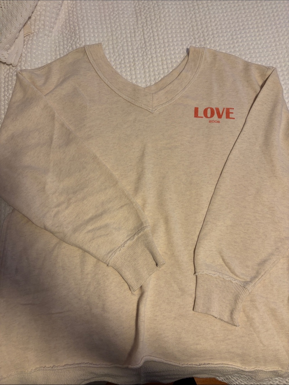 aerie Women's Light Cream Scoop Neck Sweater